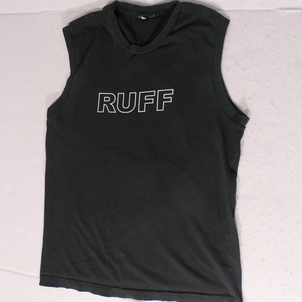 Ruff Riders Men Tank Top S Black Sleeveless Muscle Biker Streetwear Edgy Grunge‎